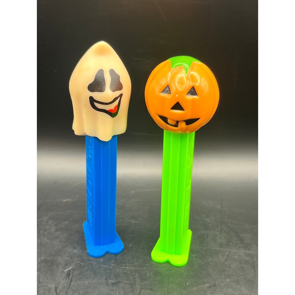 Vintage PEZ Halloween Ghost and‎ Pumpkin Candy Dispensers EU Made Set